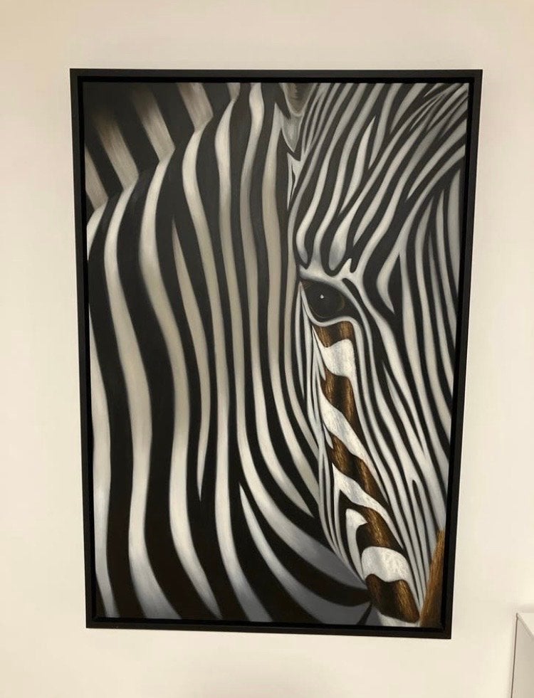 Zebra canvas in baklijst - 125x85 cm, Ophalen, Ingelijst, Dieren