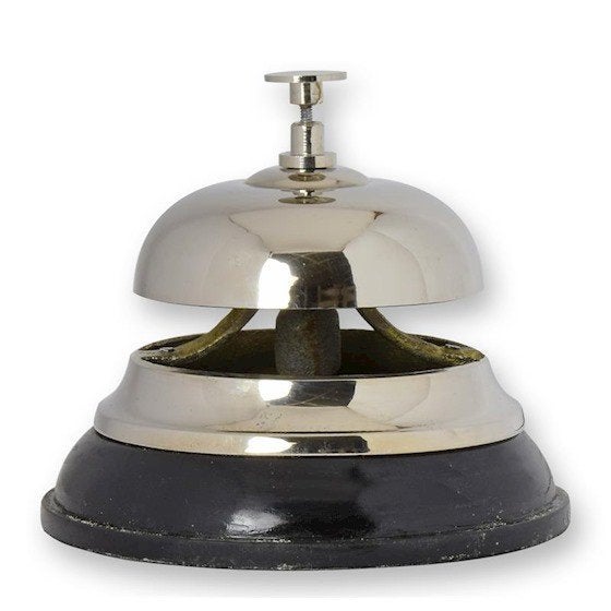 Mooie hotelbel messing/hout 10 bij 12 diam., Ophalen of Verzenden