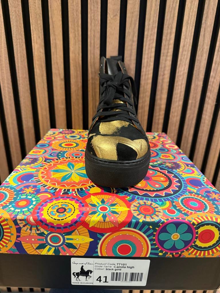 Embassy London Camilla High Sneakers Zwart Goud Maat 41, Ophalen of Verzenden, Nieuw, Zwart, Sneakers of Gympen