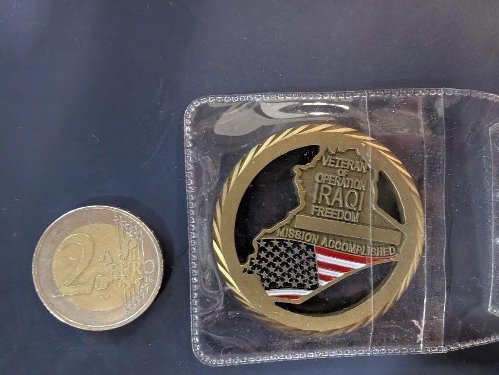 Challenge Coin Operation Iraqi Freedom  Veteran Coin, Verzamelen, Ophalen, Landmacht, Nederland, Embleem of Badge