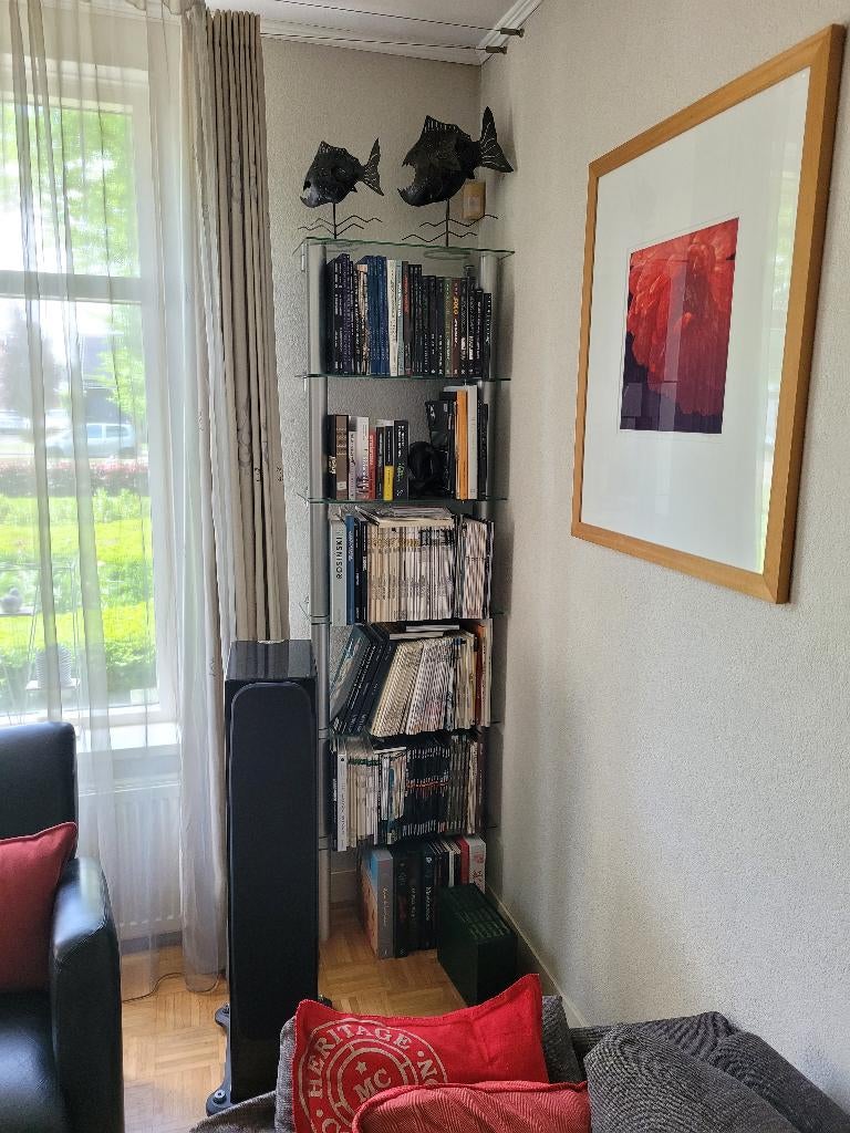 Moderne stellage- stelling- wand- boekenkasten van glas, Met plank(en), 200 cm of meer, Zo goed als nieuw, Glas