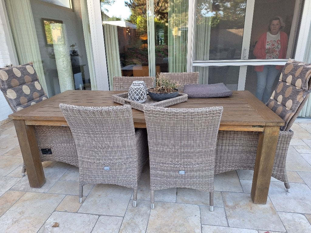 Tuinset met 6 stoelen, Tuin en Terras, Ophalen, Gebruikt, 6 zitplaatsen, Teakhout