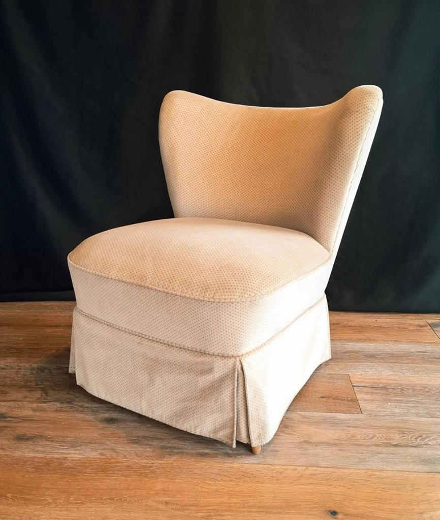 Vintage Poederoze Boudoir Fauteuiltje, Ophalen, Gebruikt, Stof
