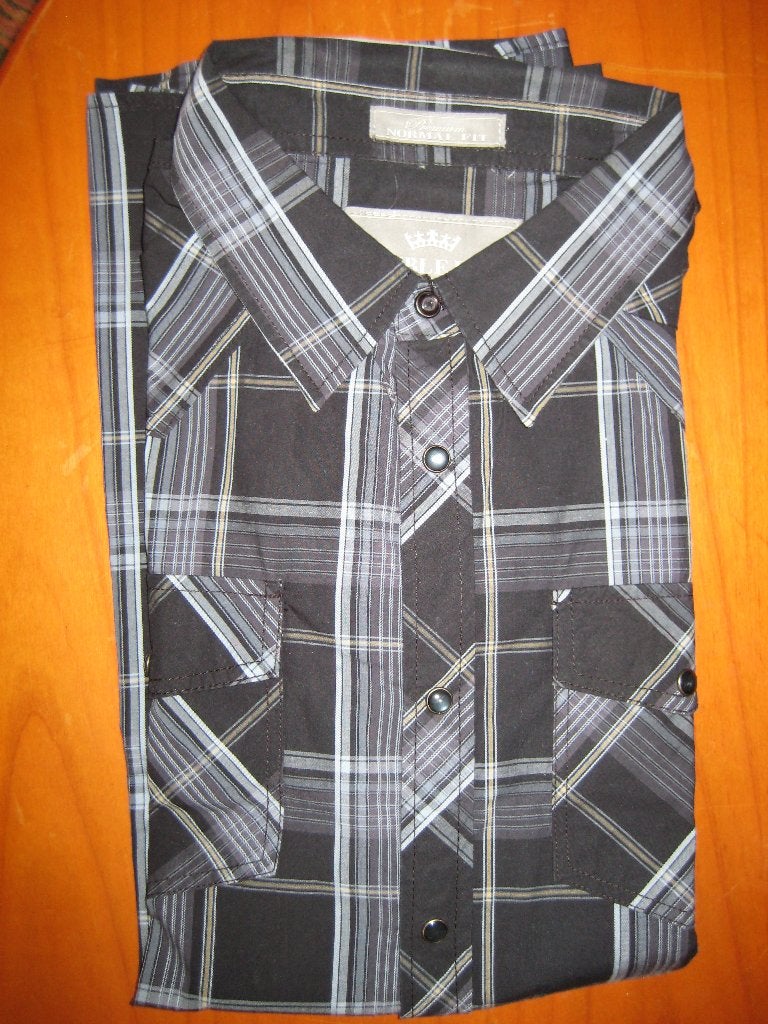 Zwart geruit hemd, L, Double Face, lange mouw, Ophalen of Verzenden, Zo goed als nieuw, Overige kleuren, Halswijdte 41/42 (L)