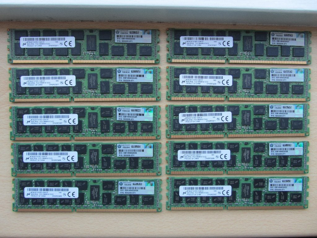 10x Micron 8GB PC3-10600 DDR3-1333MHz ECC Registered CL9, Computers en Software, 1333 MHz, Server, 8 GB, DDR3