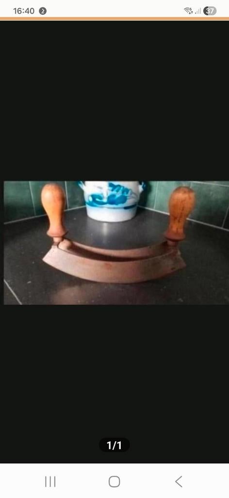 Antiek dubbel kruidenmes met houten handvatten, Ophalen of Verzenden