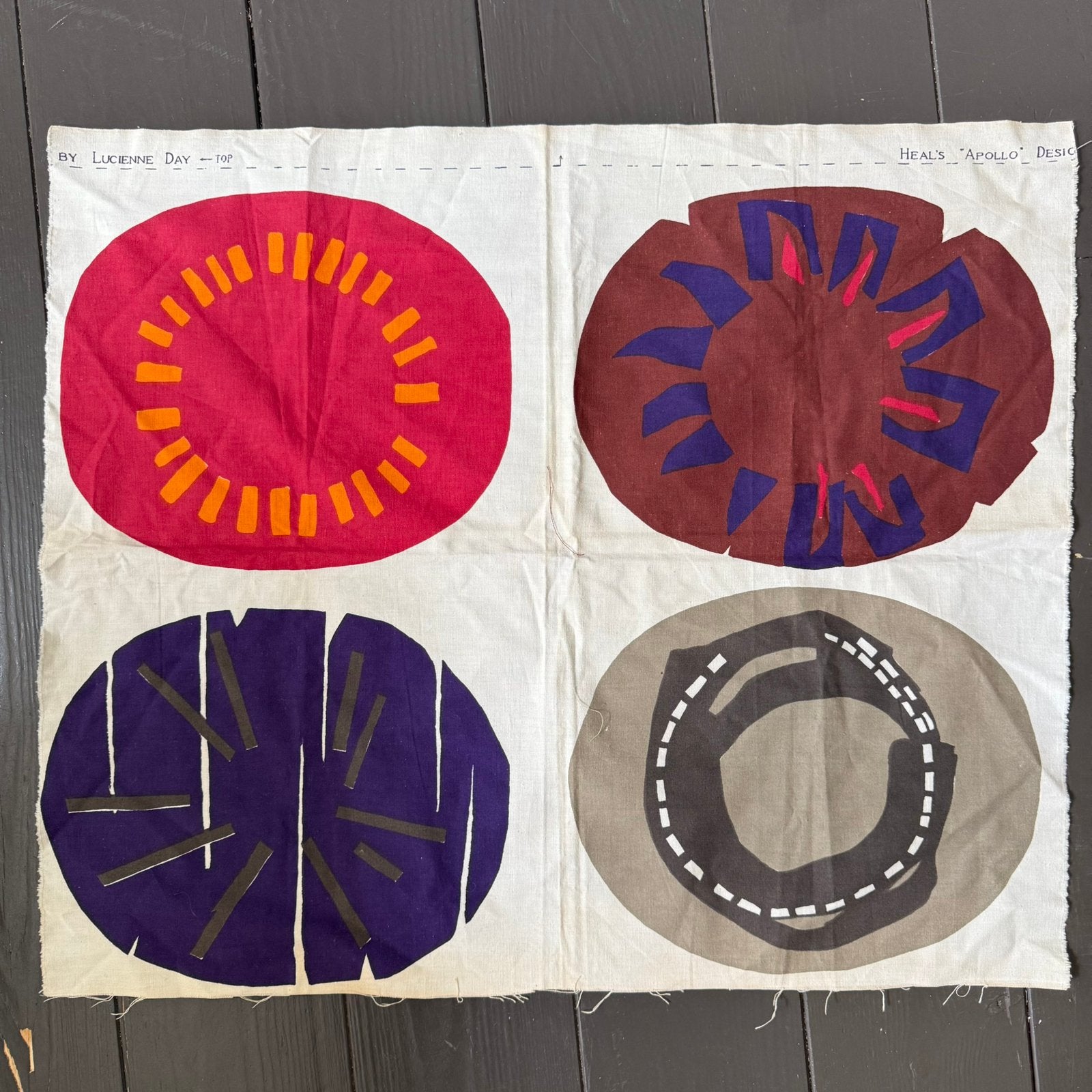 Lucienne Day - 1950’s Apollo design stukje originele stof, Overige materialen, Gebruikt, Meerkleurig, Ophalen of Verzenden