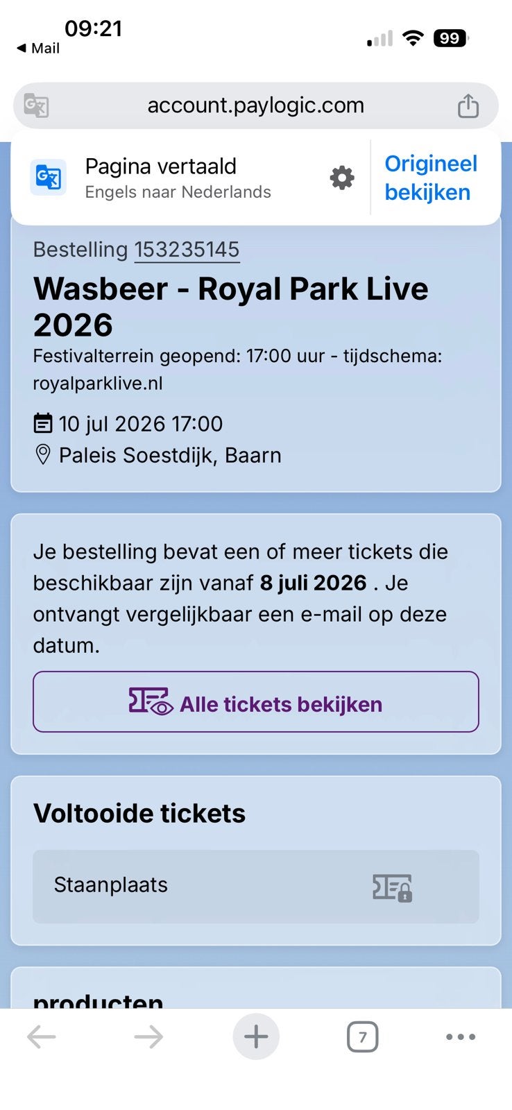 Racoon tickets te koop, Twee personen, Juli