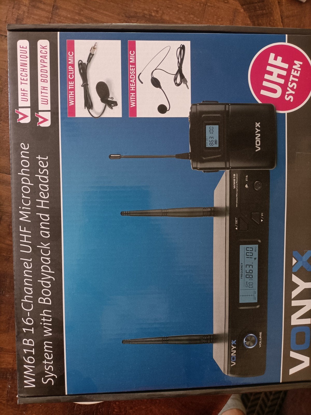 Vonyx WM61B UHF 16-kanaals microfoonsysteem met bodypack, Ophalen, Nieuw, Overige typen, Draadloos