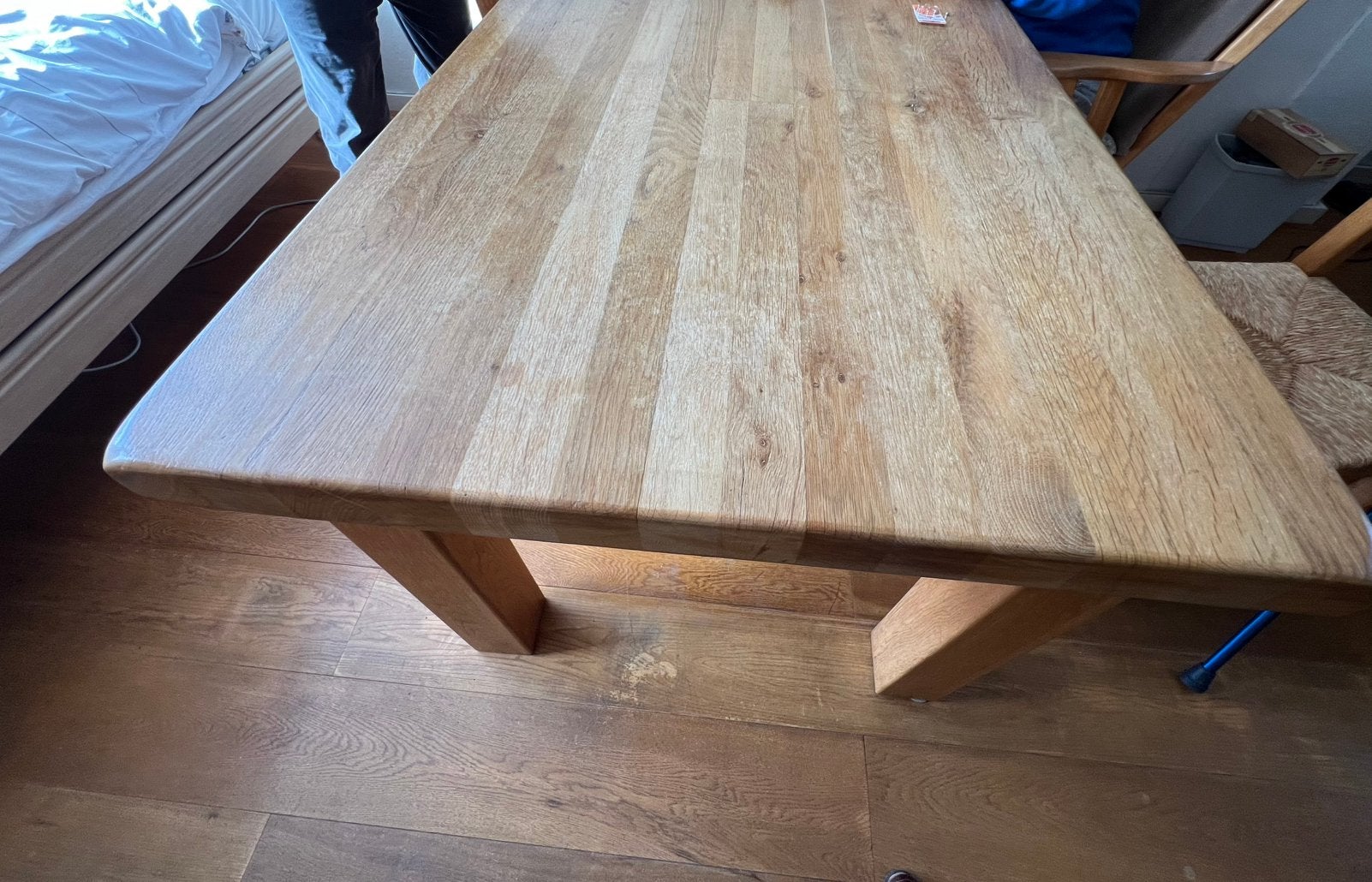 Eiken eettafel  + 6 stoelen, Ophalen, 200 cm of meer, 50 tot 100 cm, Zo goed als nieuw