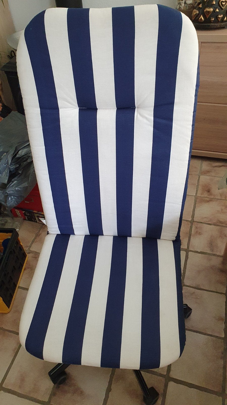 Blauw-wit gestreept stoelkussen, Maritiem, Modern, Gebruikt, Blauw, Ophalen of Verzenden