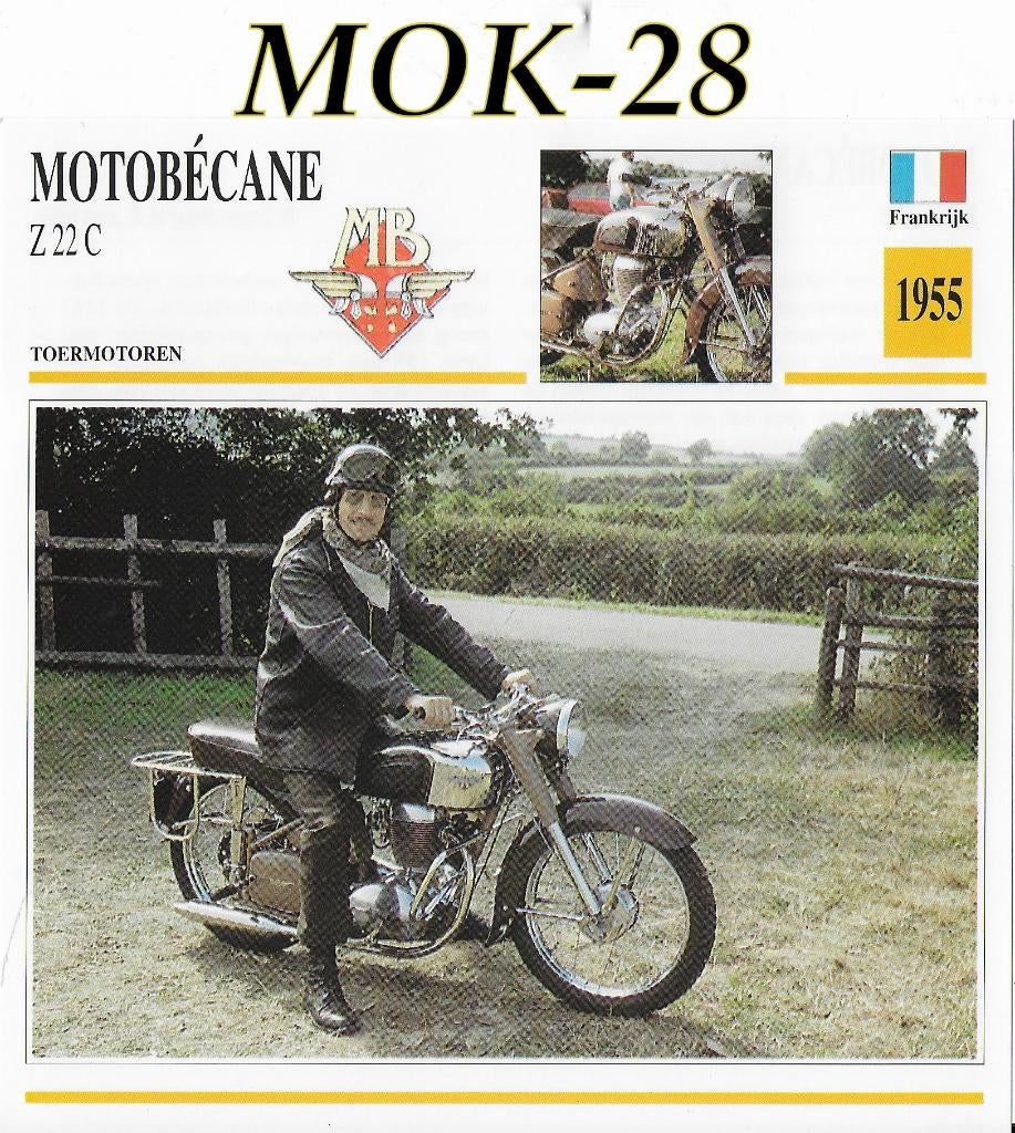 Mok28 motorkaart motobecane z22 c ( 1955), Ophalen of Verzenden, Zo goed als nieuw, Motoren