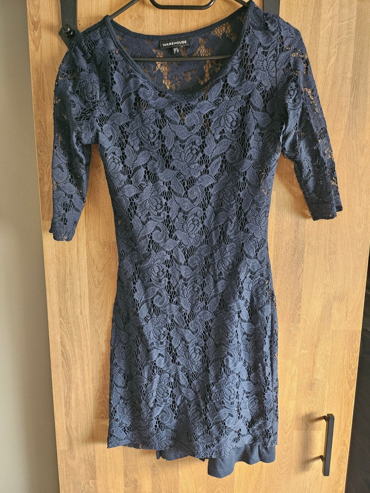 Warehouse Kanten Jurk - Donkerblauw, Maat 34 (XS), Blauw, Ophalen of Verzenden, Zo goed als nieuw, Warehouse