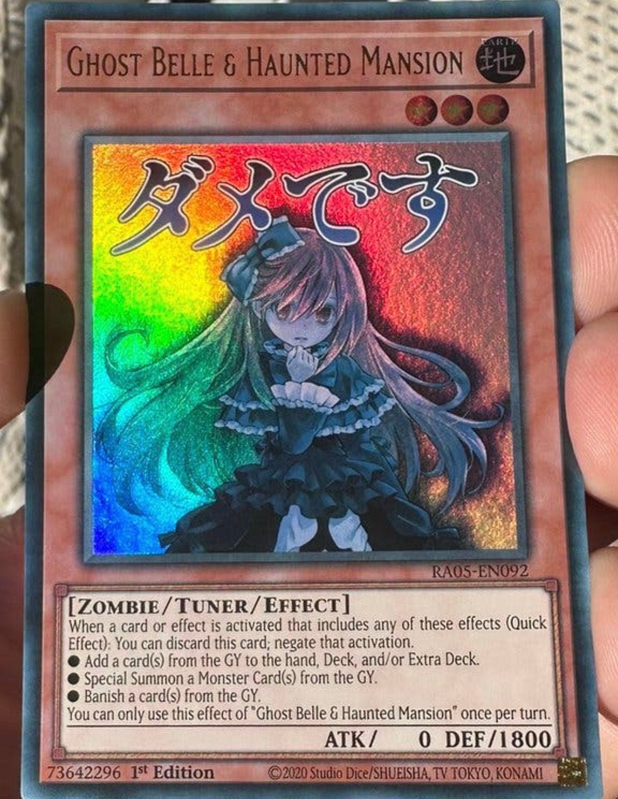 Yu-Gi-Oh! Ghost Belle & Haunted Mansion RA05 1st Edition !, Ophalen of Verzenden, Zo goed als nieuw, Losse kaart, Foil