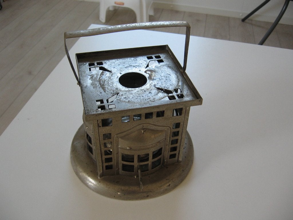 Oud antiek metalen spiritus brander + hengsel €25,-, Ophalen of Verzenden