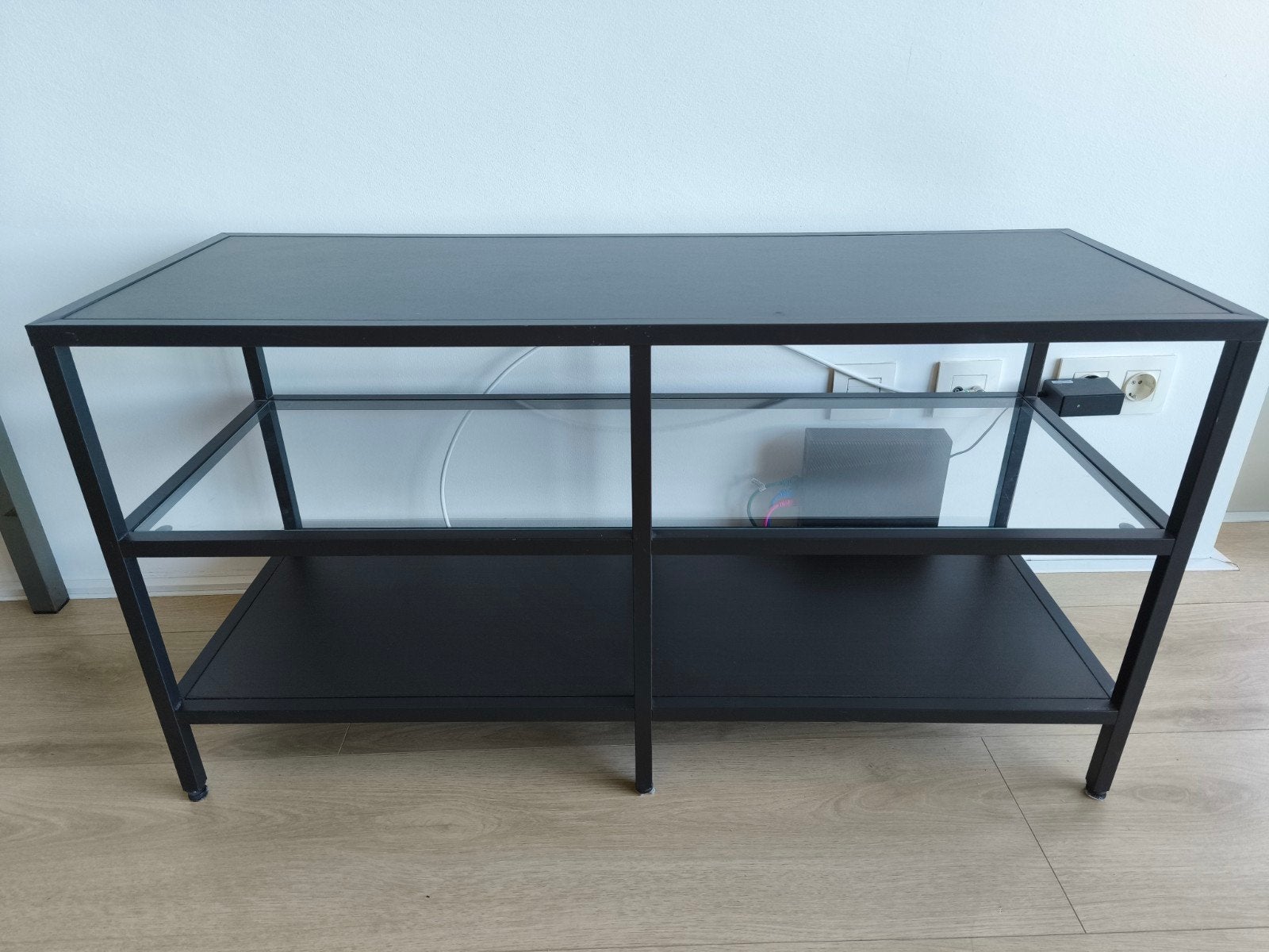 Zwart Vitrine Kastje met Glazen Plaat - 100x36x53 cm, Ophalen of Verzenden