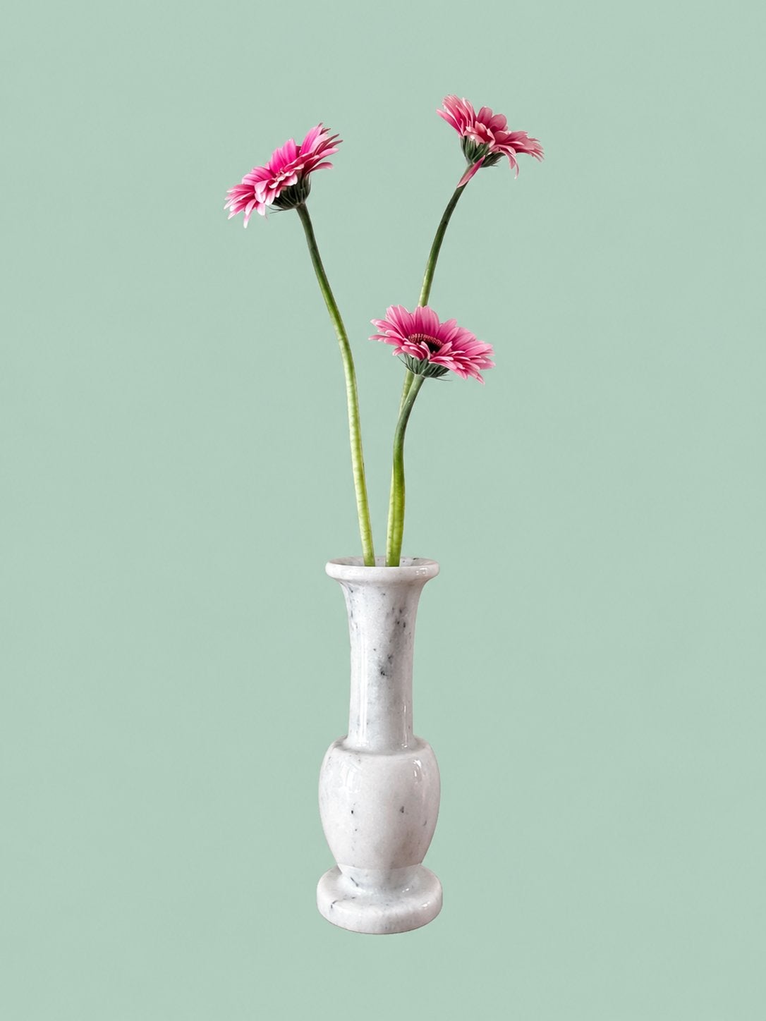 Vintage marmeren vaas – wit natuursteen – 20 cm, Ophalen of Verzenden, Zo goed als nieuw, Grijs