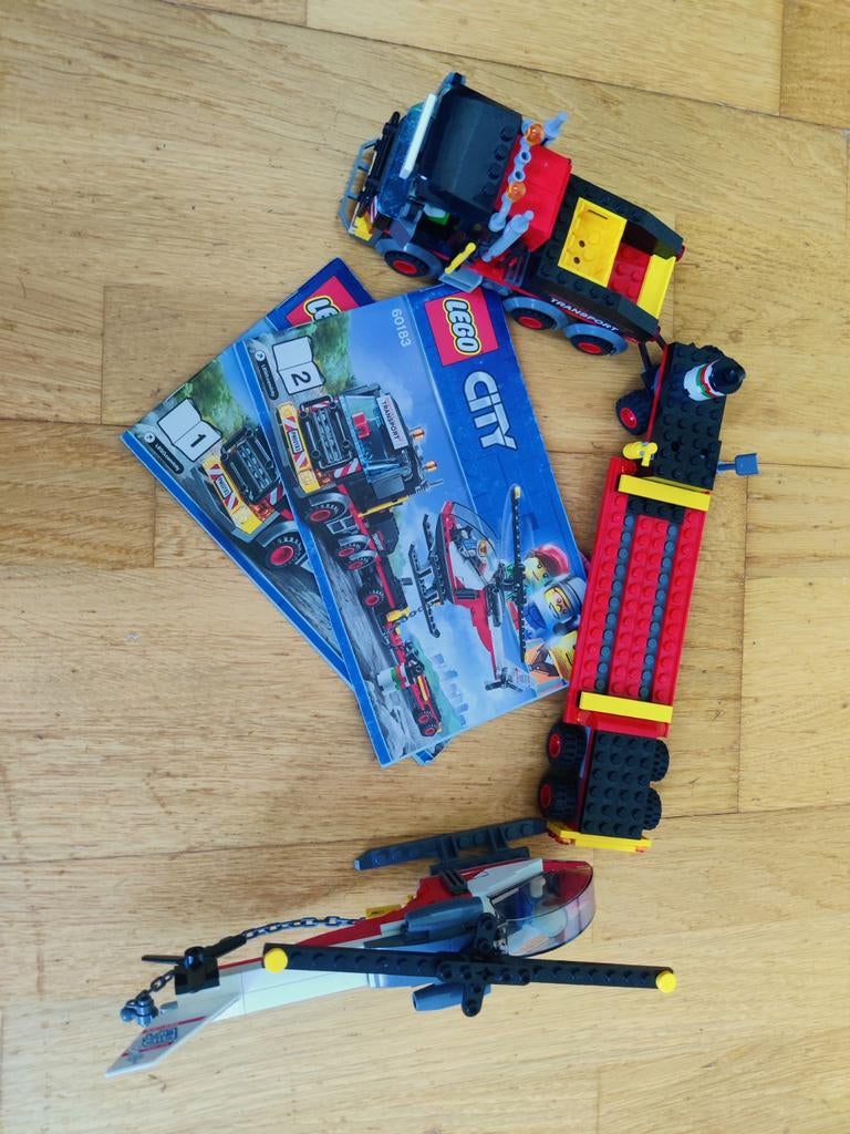Vrachtwagen met helicopter Lego set., Compleet, City, Lego, Ophalen of Verzenden