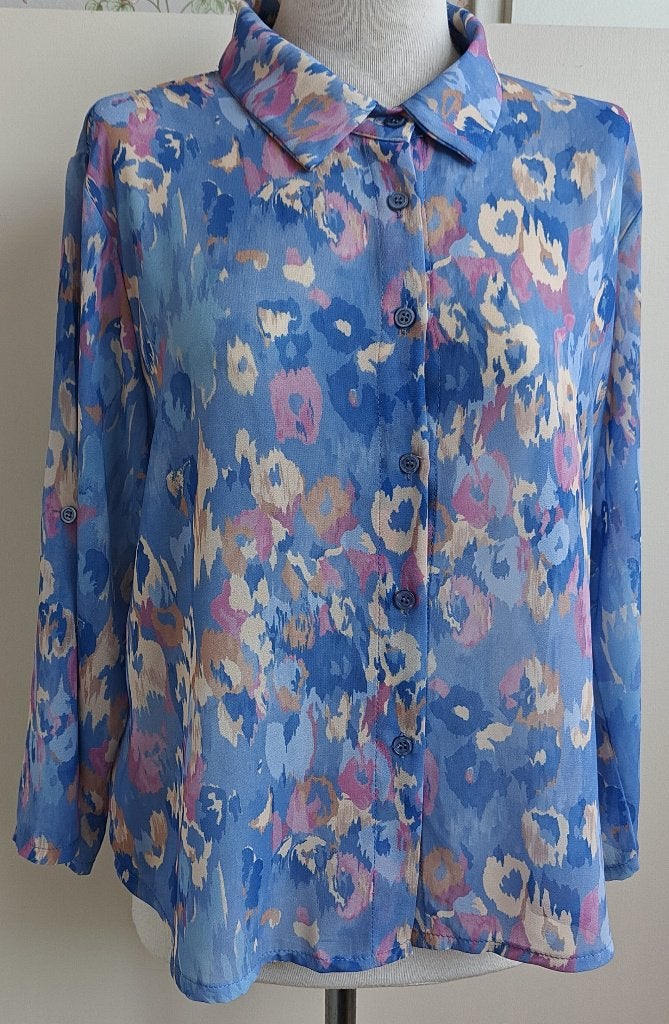 Lola Liza blauwe blouse met print mt. 40, Kleding | Dames, Maat 38/40 (M), Blauw, Ophalen of Verzenden, Zo goed als nieuw
