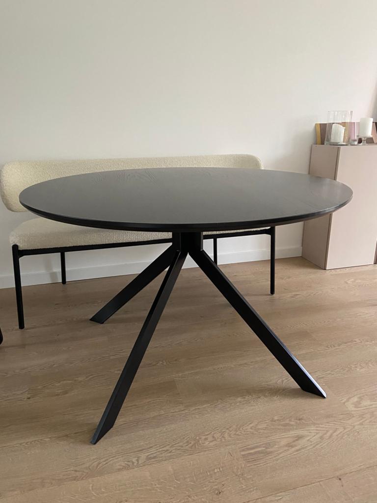 Woood Bruno ronde eettafel zwart 120 cm, Huis en Inrichting, Tafels | Eettafels, Gebruikt, Rond, Vier personen, Ophalen