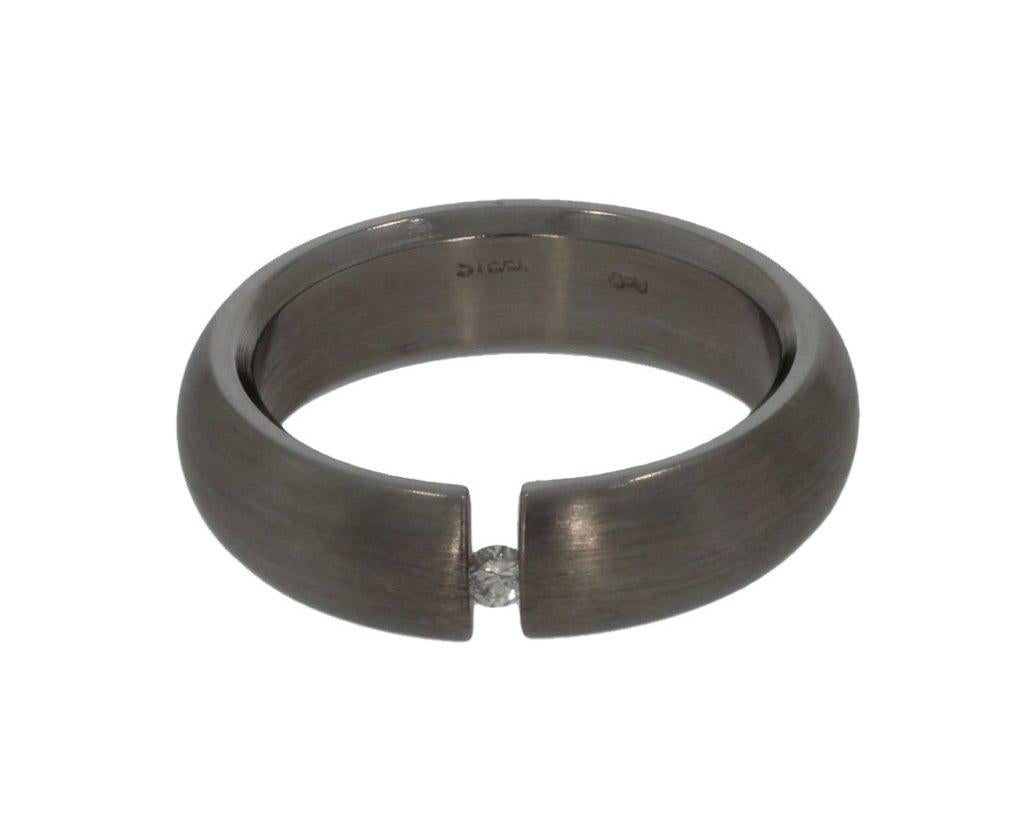 Diamant solitair briljant titanium ring heren dames fraai, Voordeelsieraden, Zo goed als nieuw, 17 tot 18, Dame of Heer
