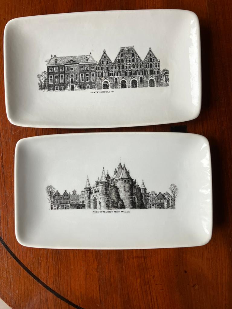Grachtenservies 2 vleeswarenschaaltjes, Antiek en Kunst, Ophalen of Verzenden