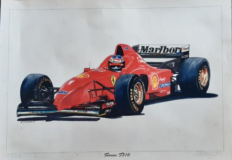 Ferrari F310 Formule 1 print - E.J. Kremer '96 - 219/250, Ophalen of Verzenden