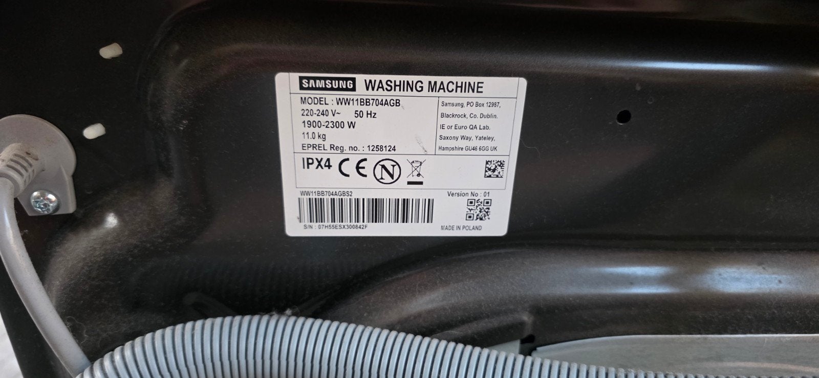 Wasmachine Samsung WW11BB704AGB - defecte printplaat, Ophalen, 10 kg of meer, 1600 toeren of meer, Voorlader