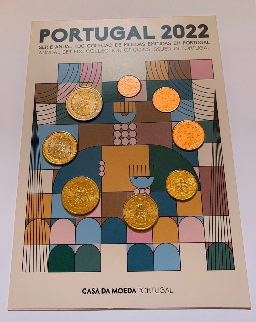FDC set Portugal 2022 in blister (1 Cent - 2 Euro), Postzegels en Munten, Verzenden, Portugal, Overige waardes, Setje
