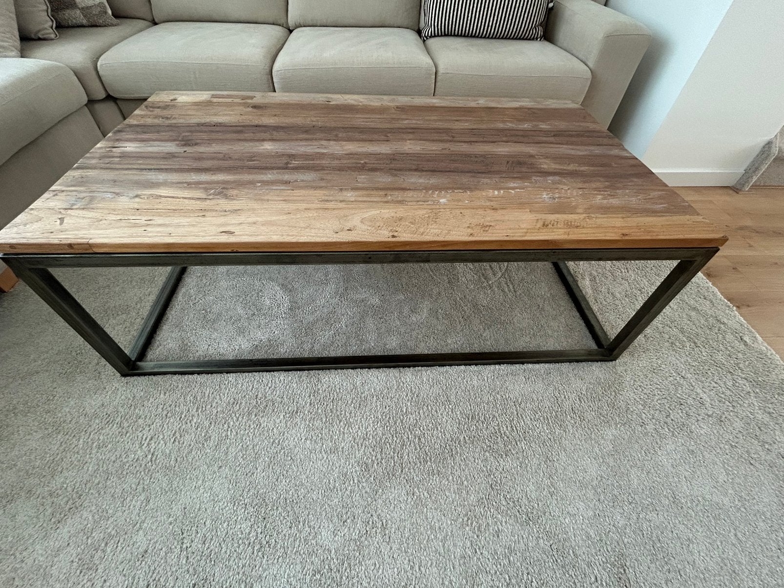 Teak hout salon tafel, Ophalen, 150 tot 200 cm, 200 cm of meer, Zo goed als nieuw