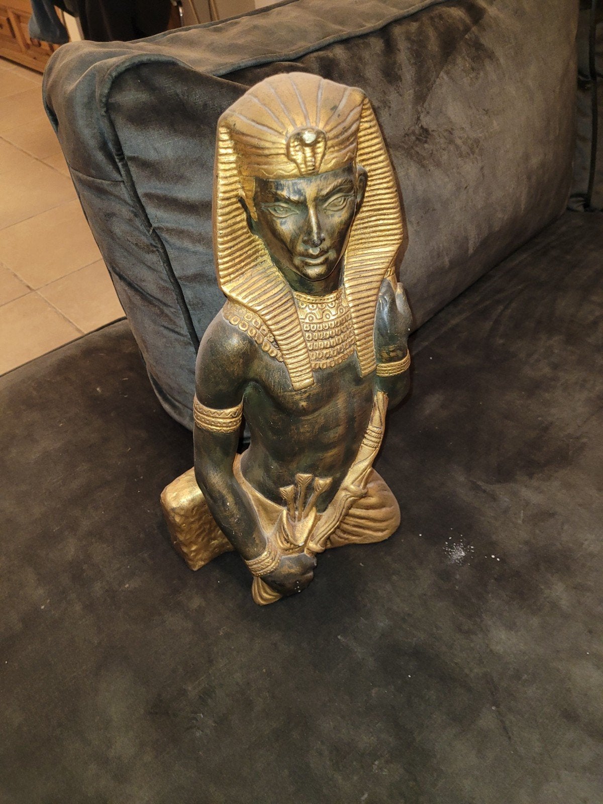 Egyptische Farao Buste - Goud en Zwart, Antiek en Kunst, Buste, Ophalen of Verzenden, 20 - 50 cm, Composieten