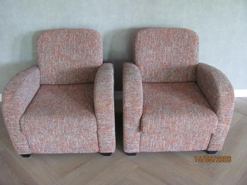 NIEUWSTAAT 2 stoffen FAUTEUIL bouclé stof gemêleerd 75x90x82, Ophalen, 75 tot 100 cm, Zo goed als nieuw, Stof