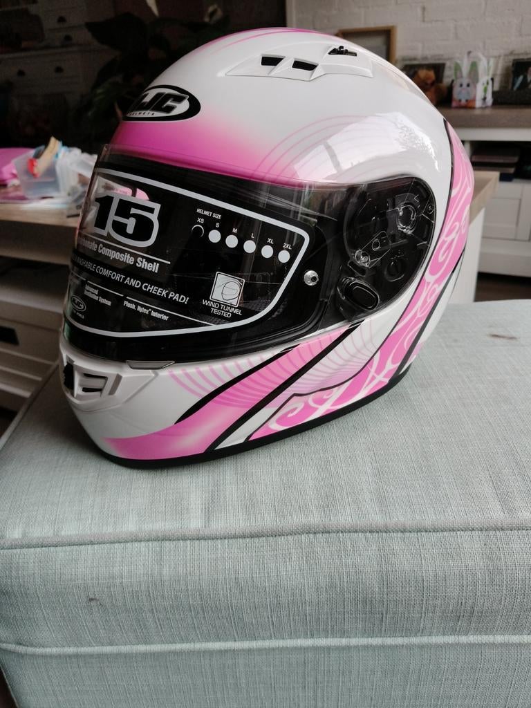 HJC CS-15 Motorhelm XS - Wit/Roze, Motoren, XS, HJC, Ophalen of Verzenden, Integraalhelm