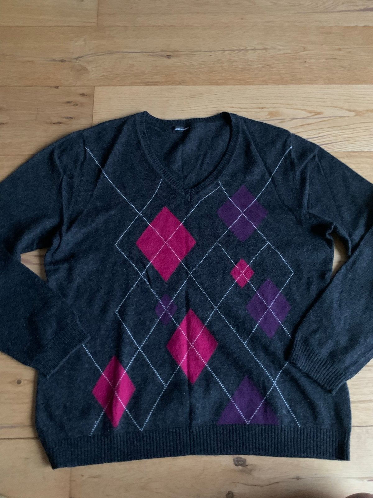 Gerry Weber Trui met Argyle Patroon, met kasjmier, Ophalen of Verzenden, Gedragen, Maat 38/40 (M), Grijs