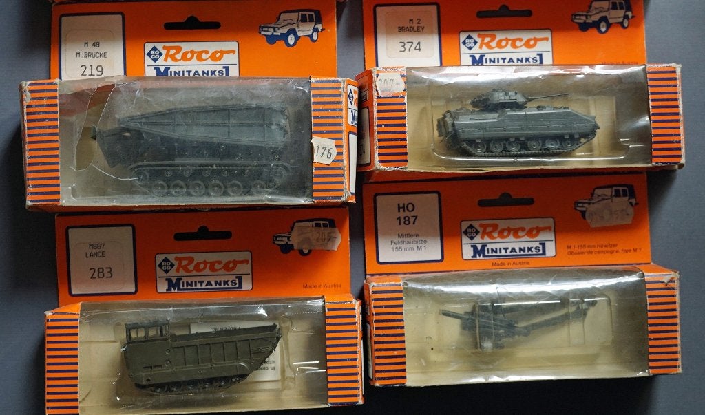 4 x Roco minitanks - Bradley, Bruglegger, howitzer, Lance, Hobby en Vrije tijd, Modelauto's | 1:87, Ophalen of Verzenden, Overige typen