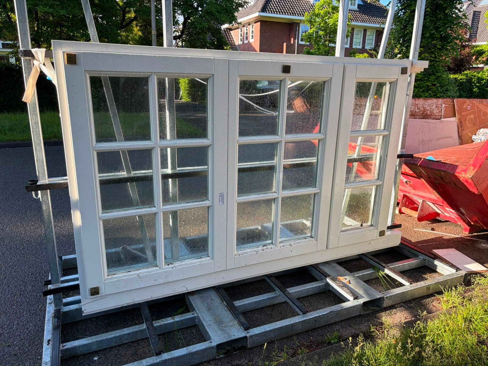 2 nieuwe hardhouten kozijnen 1950x1260mm, 75 tot 150 cm, Raamkozijn, Ophalen of Verzenden, Zo goed als nieuw