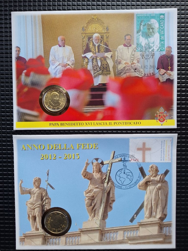 Numisbrief Vaticaan munt 2010 (€0,62) & munt 2012 (€0,65), Postzegels en Munten, Ophalen of Verzenden, Vaticaanstad, 2 euro
