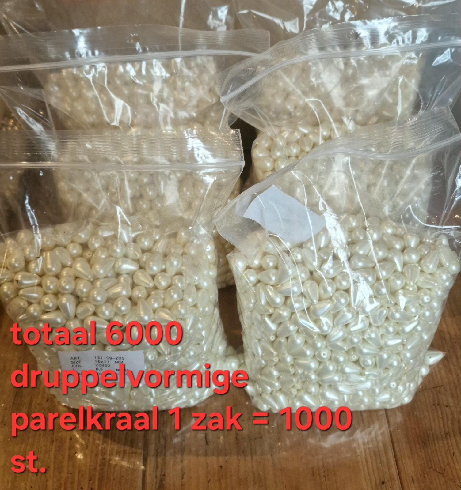 Druppelvormige parelkraaltjes - 1000 stuks per zak, Ophalen, Nieuw, Kraal