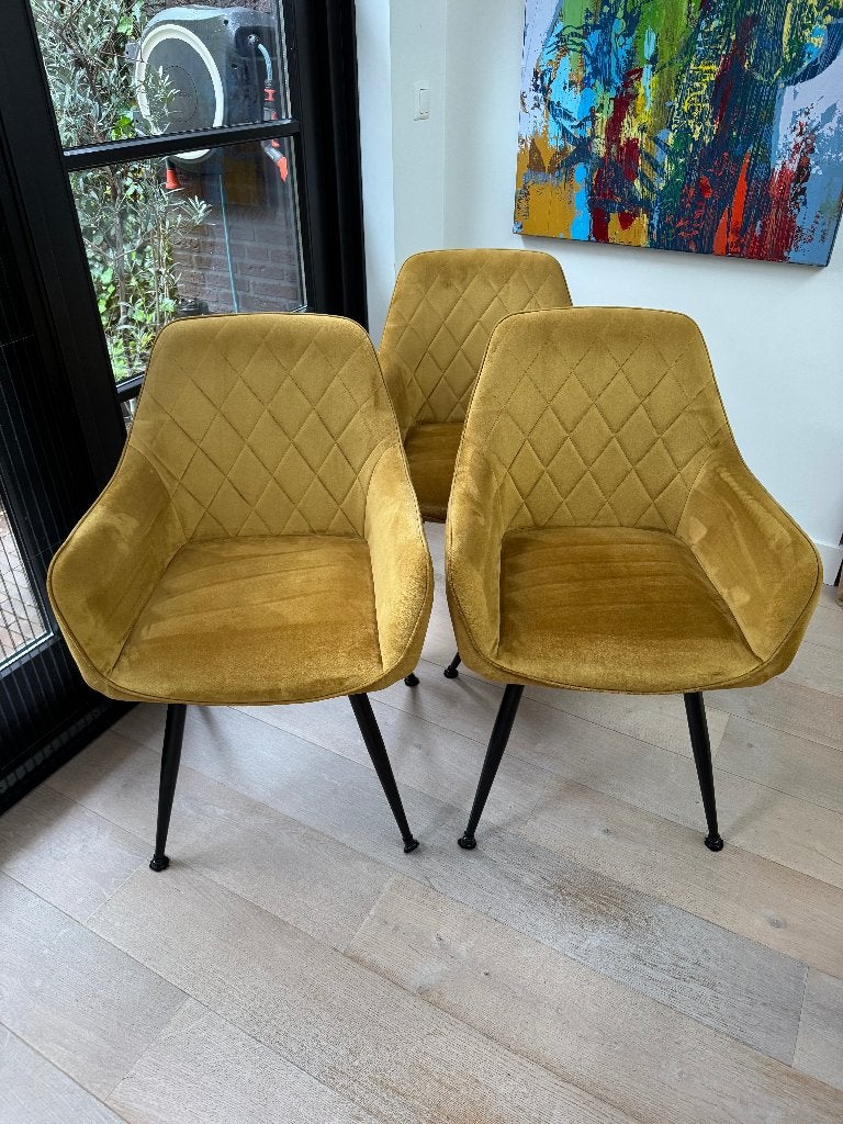 6x KICK eetkamerstoel Monza – Goud – Scratch No More, Huis en Inrichting, Ophalen, Gebruikt, Modern, industrieel, Overige kleuren
