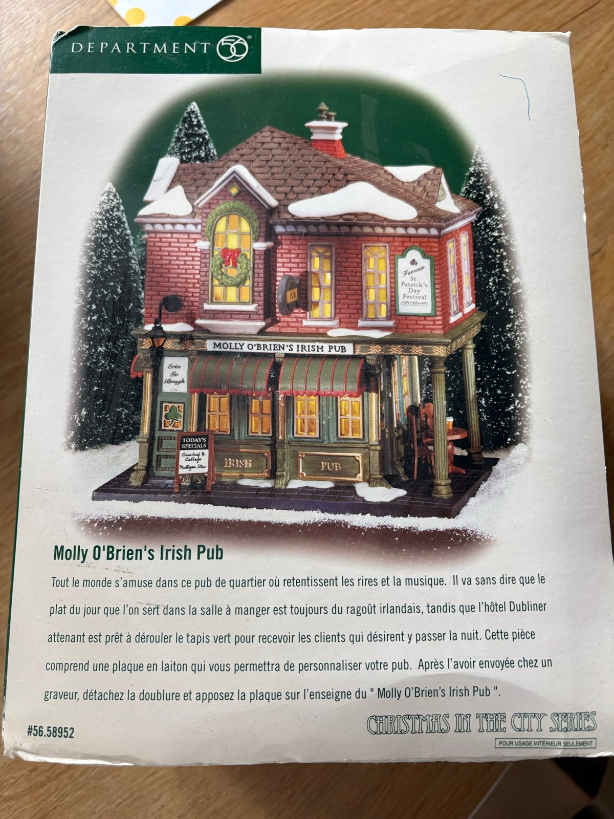 Department 56 Molly O'Brien's Irish Pub Kersthuisje, Ophalen, Zo goed als nieuw
