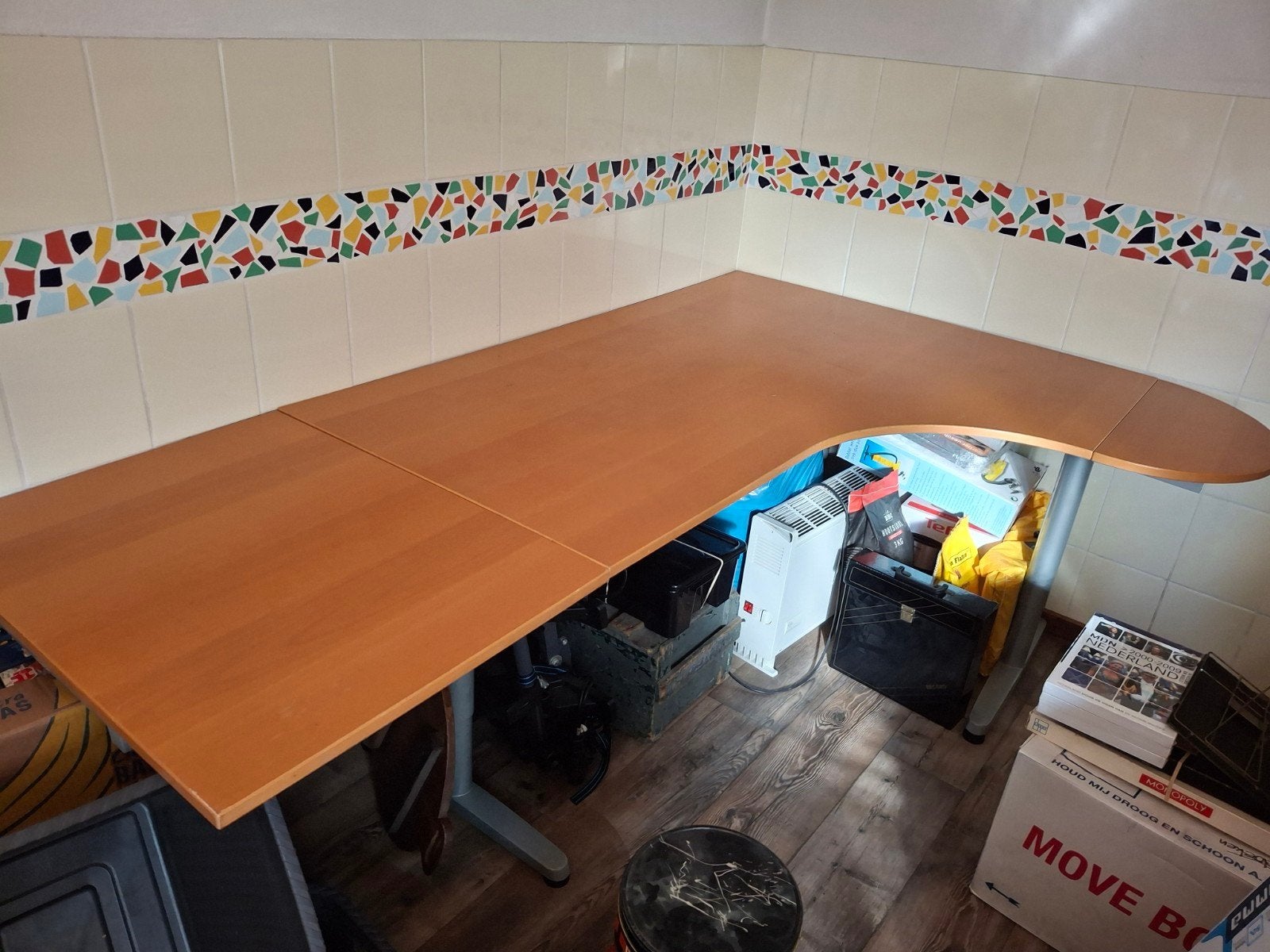Mooi hoekbureau, Ophalen, Hout, Hoekbureau, Bruin