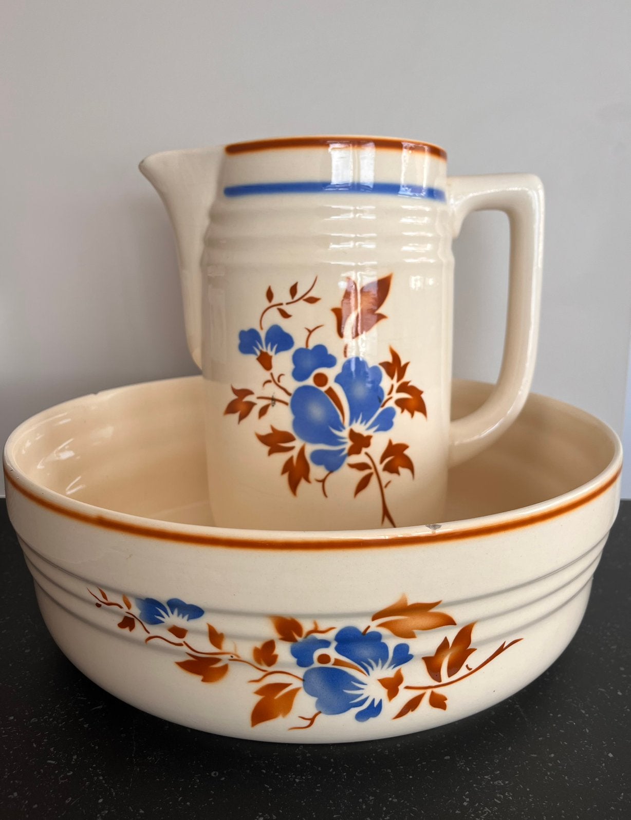 Prachtig gekleurd lampetstel met bloem van Steingut Colditz, Ophalen of Verzenden