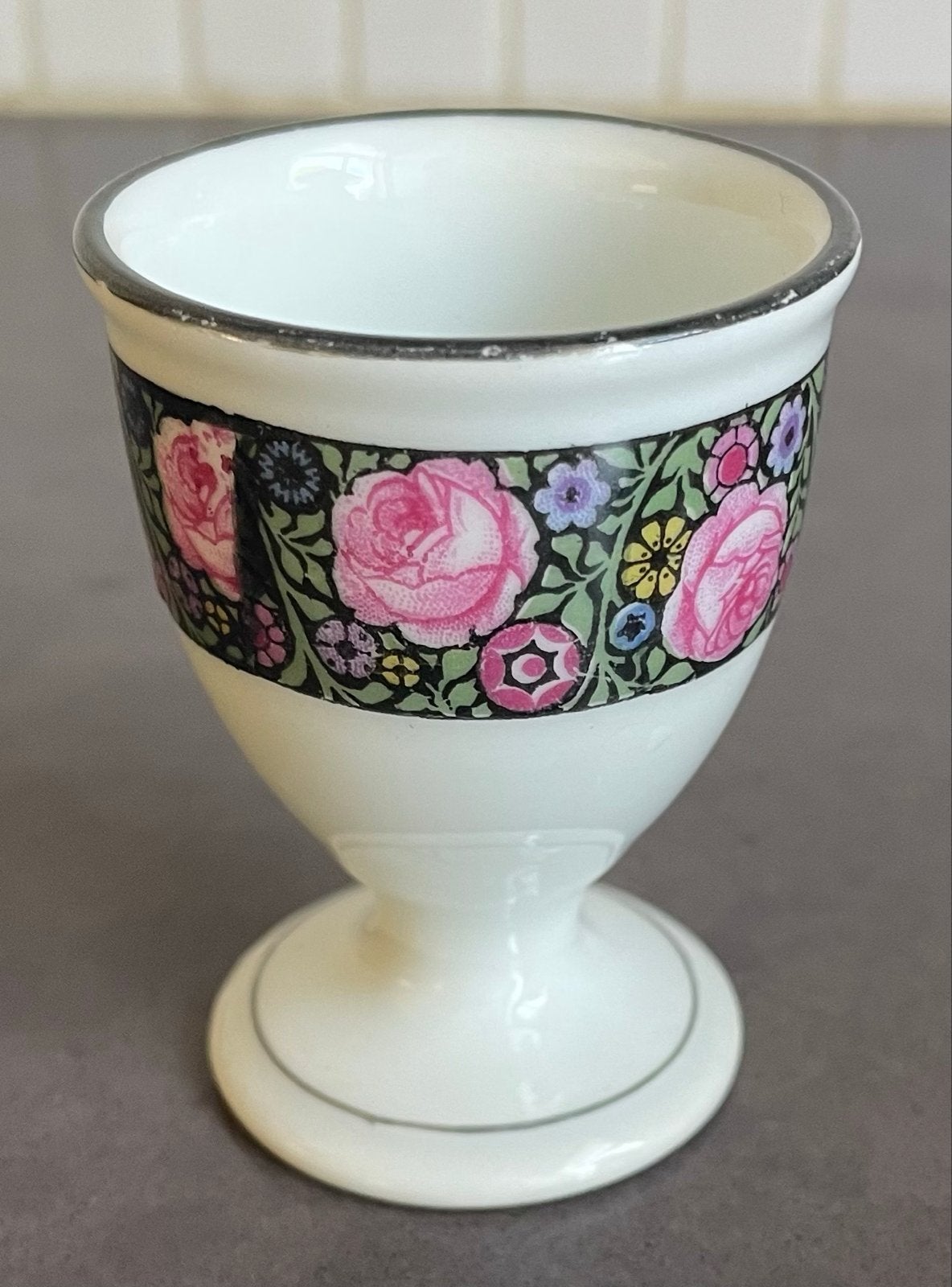 Vintage eierdopje met bloemmotief, Ophalen of Verzenden