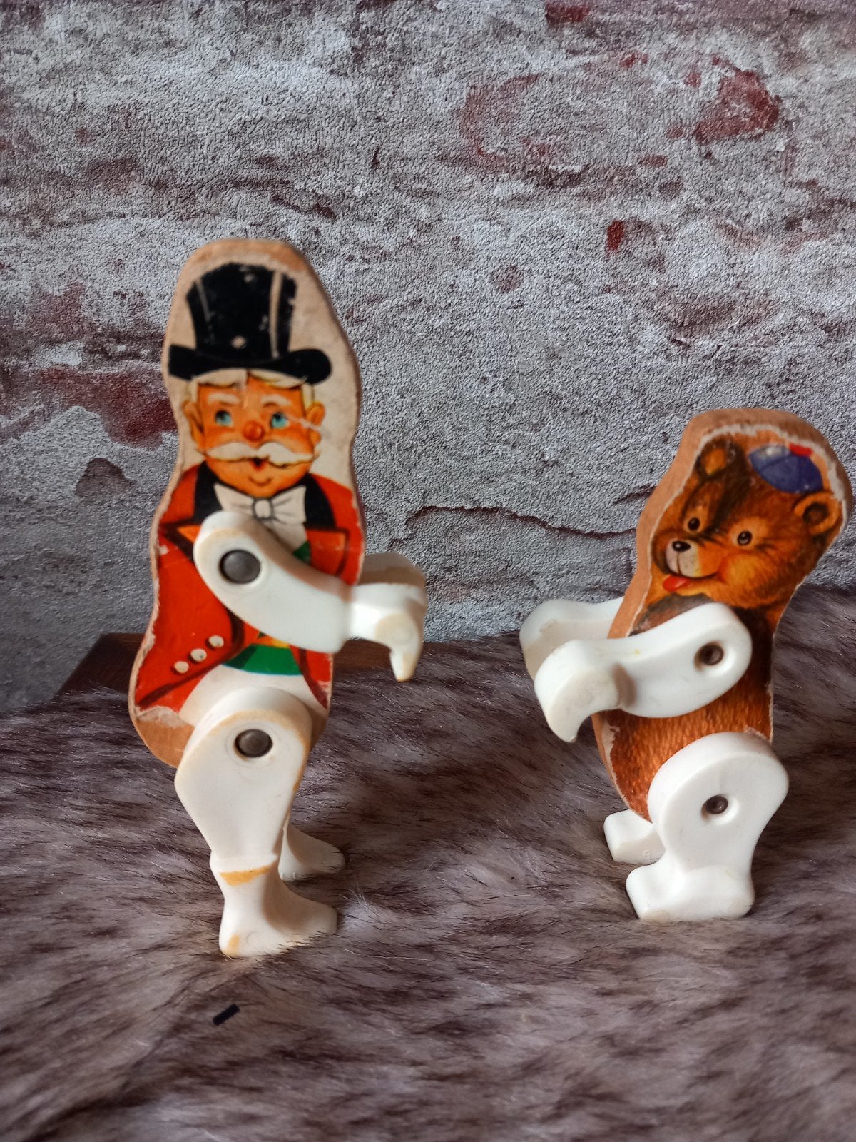Vintage Fisher-Price Houten Figuren: Meneer en Beer, Ophalen of Verzenden, Gebruikt, Jongen of Meisje