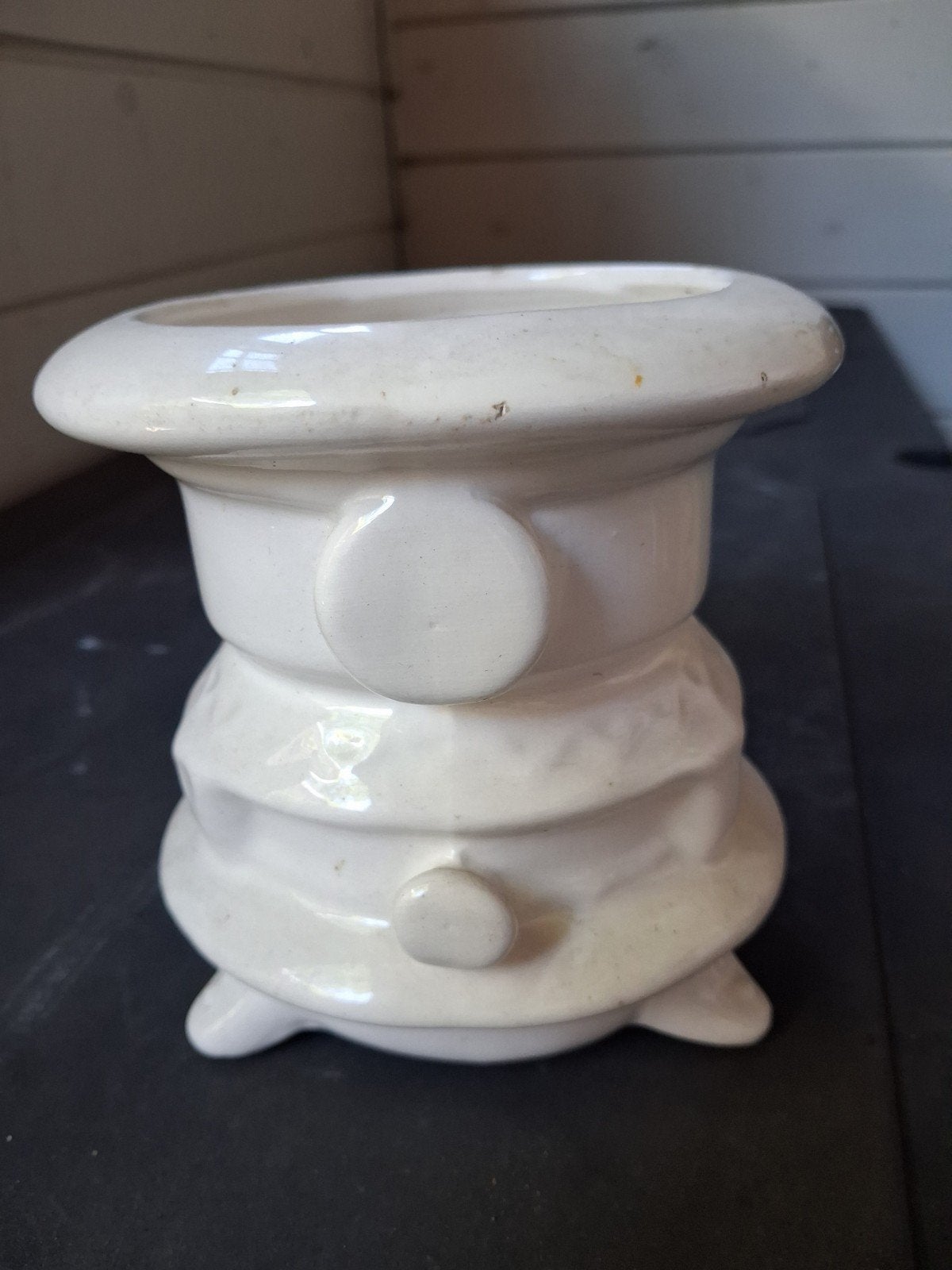 vintage wit bloempotje, Ophalen, Gebruikt, Rond, Binnen