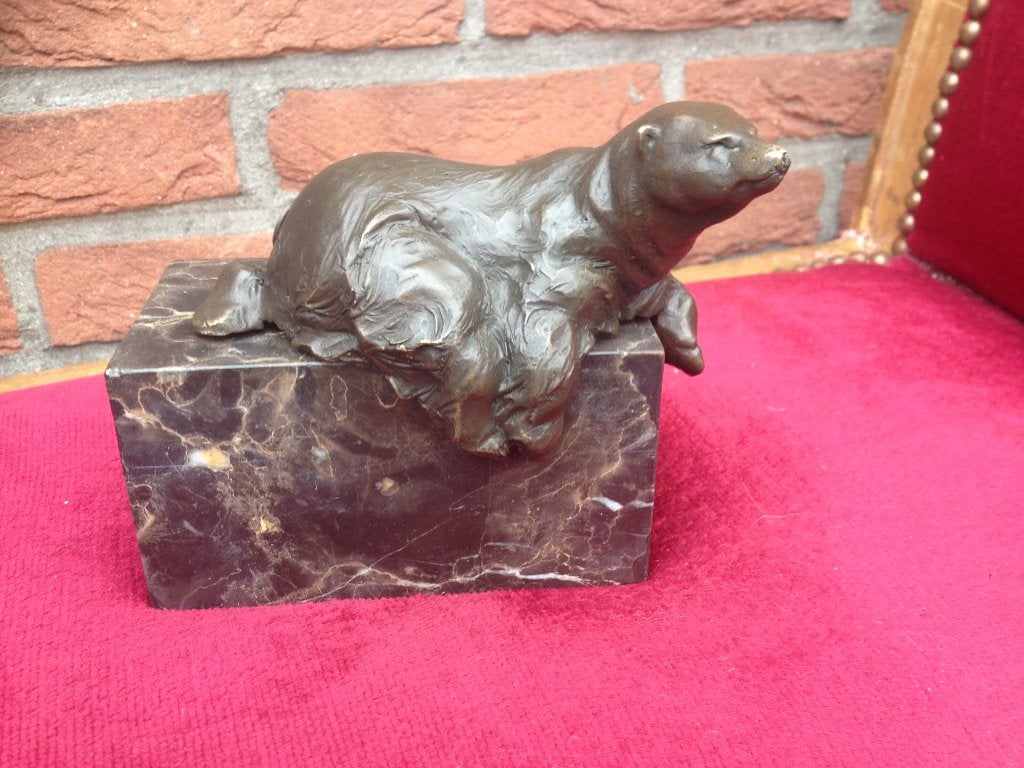 rustende beer, brons en marmer, Ophalen of Verzenden, Brons