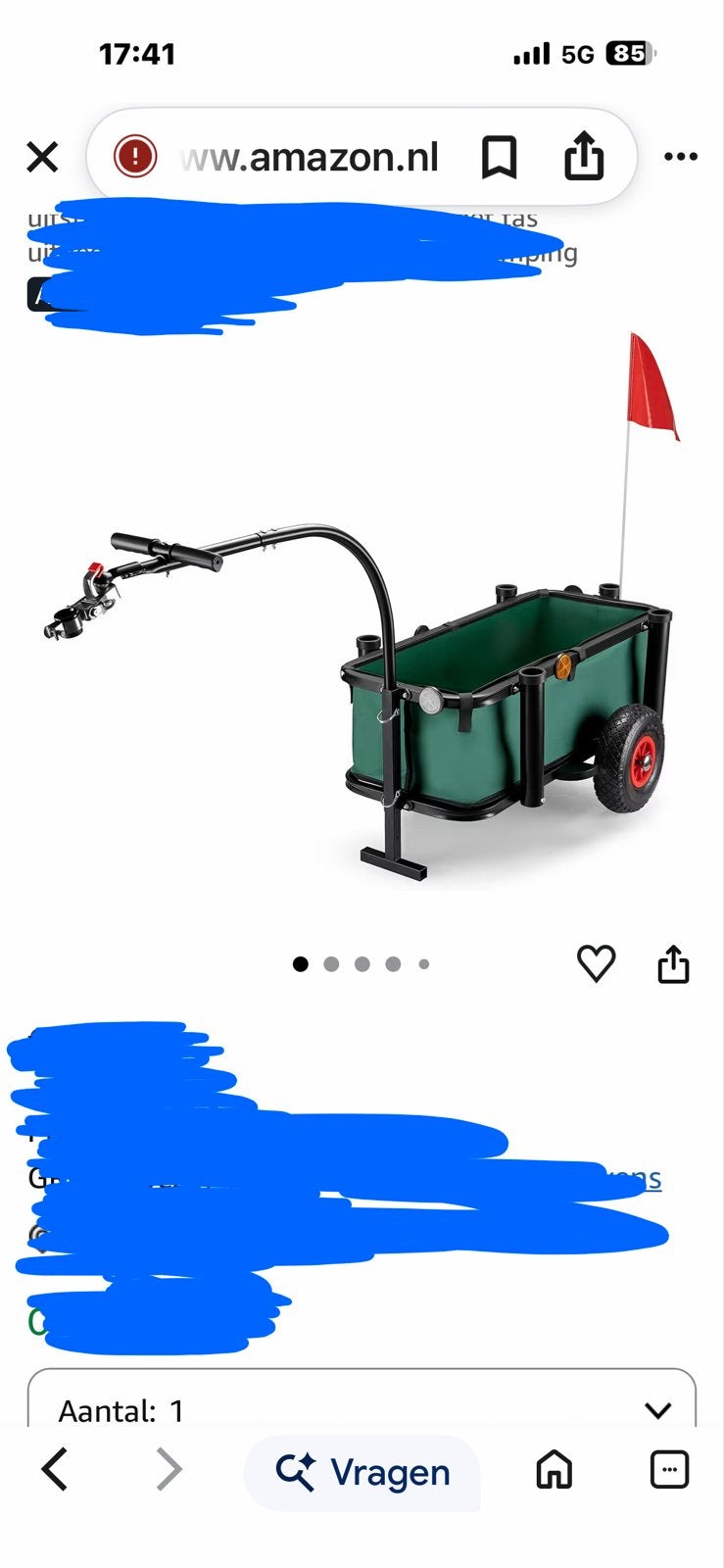 Fietsaanhanger voor bagage - Groen, Ophalen of Verzenden, Gebruikt, Bagagekar, 40 tot 60 kg