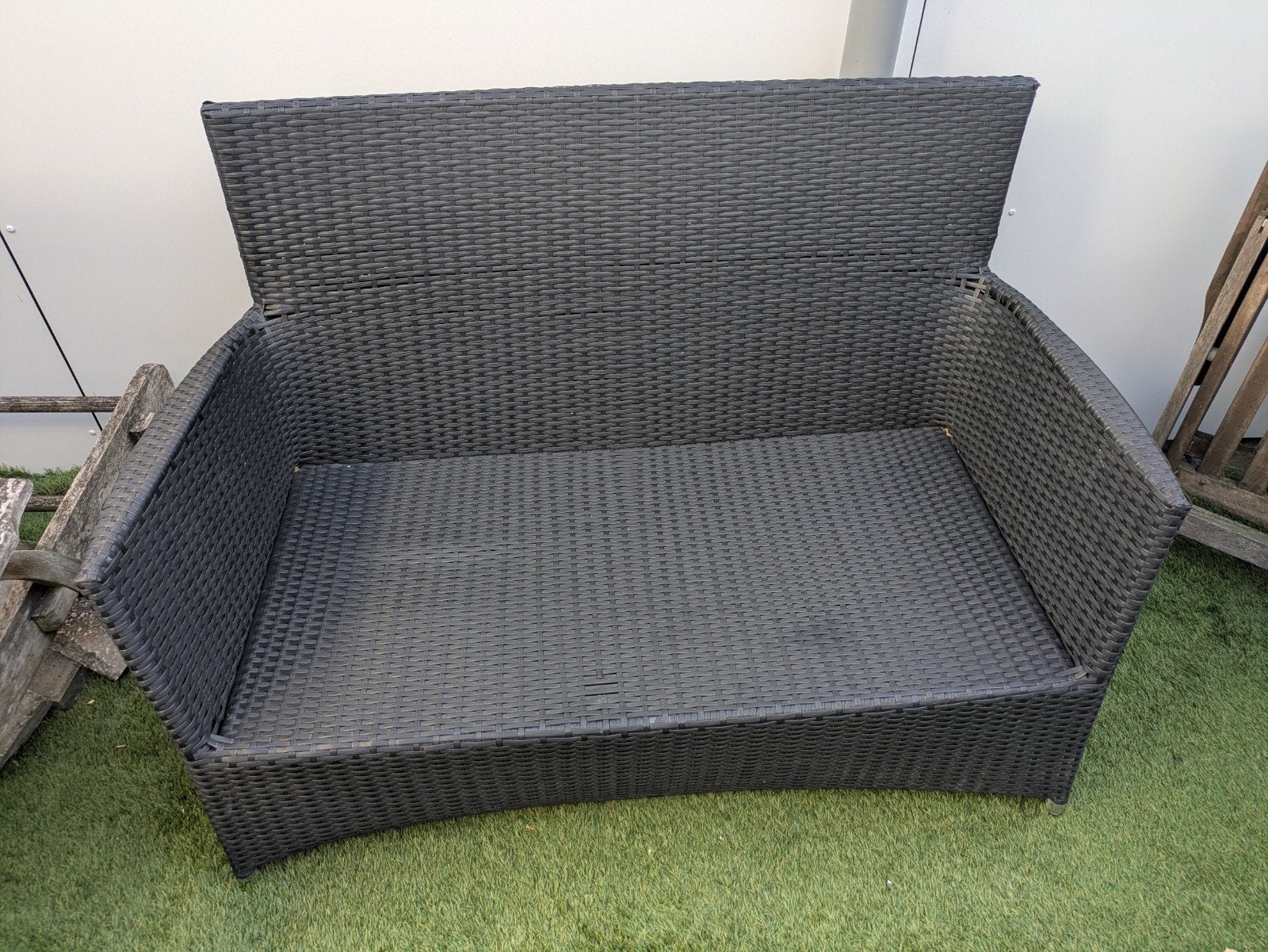 Comfortabele Wicker Balkonbank - 120x60cm, Ophalen of Verzenden, Gebruikt, Wicker
