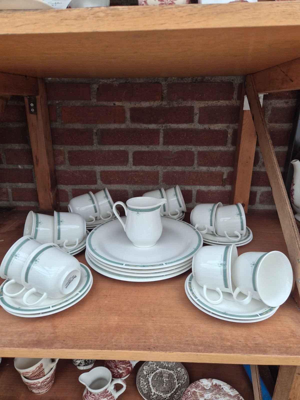 Burlington Fine Porcelain China servies 29-delig – groen/tur, Ophalen