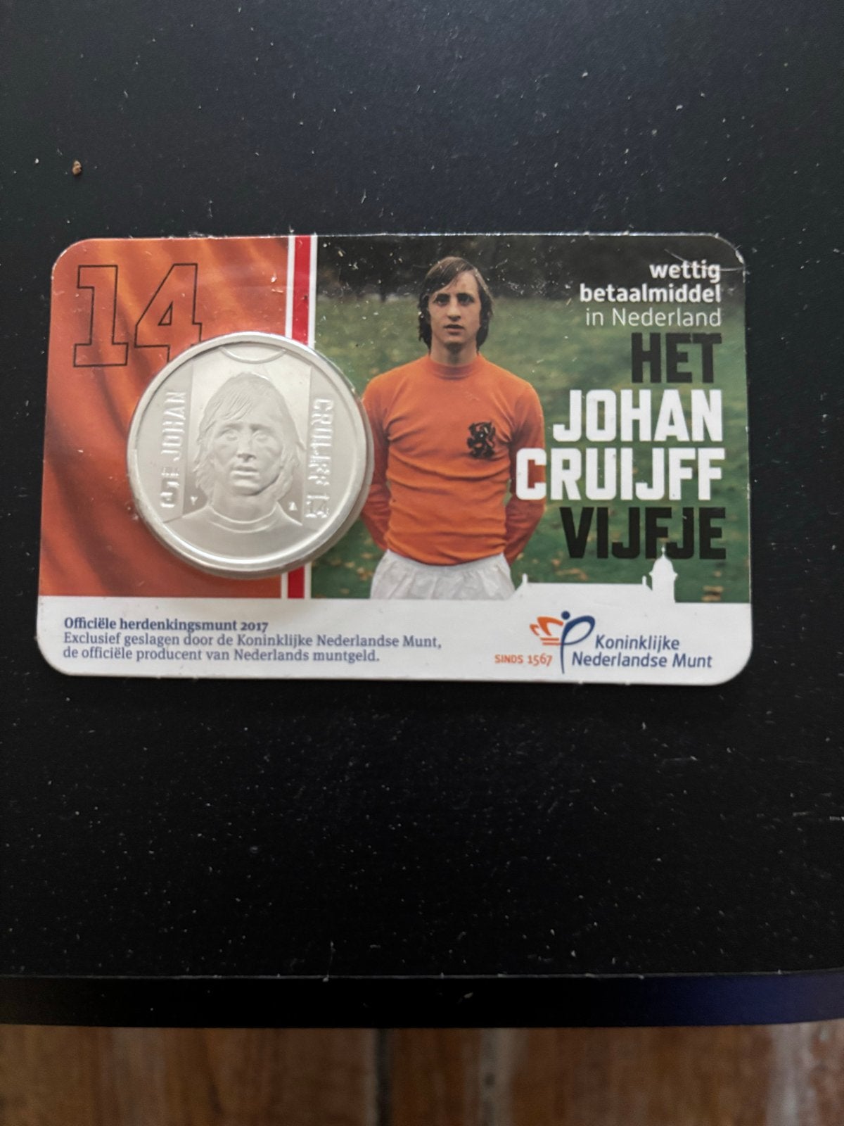 Johan Cruijff Vijfje - Officiële herdenkingsmunt 2017, Ophalen, Koningin Beatrix, 5 gulden, Losse munt